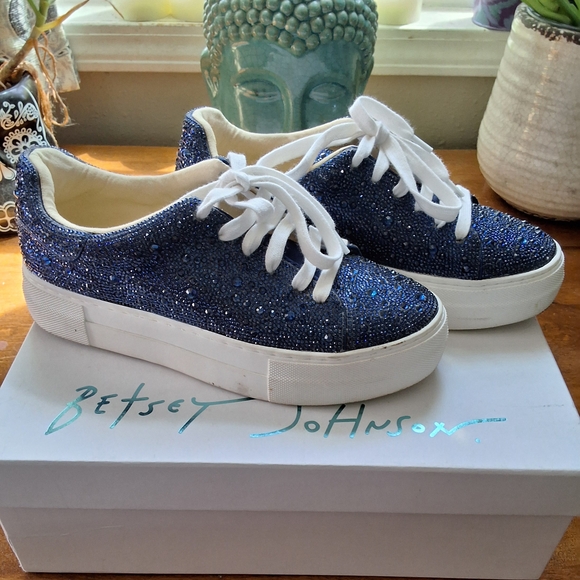 Betsey Johnson Shoes - Sidny By Betsey Johnson Sparkling Navy Sneakers